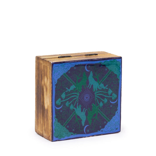 Hop Hare Enameled Box - Wolf & Moon - 10x10x4.2cm