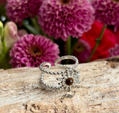 Silver Tiger's Eye Star Ring