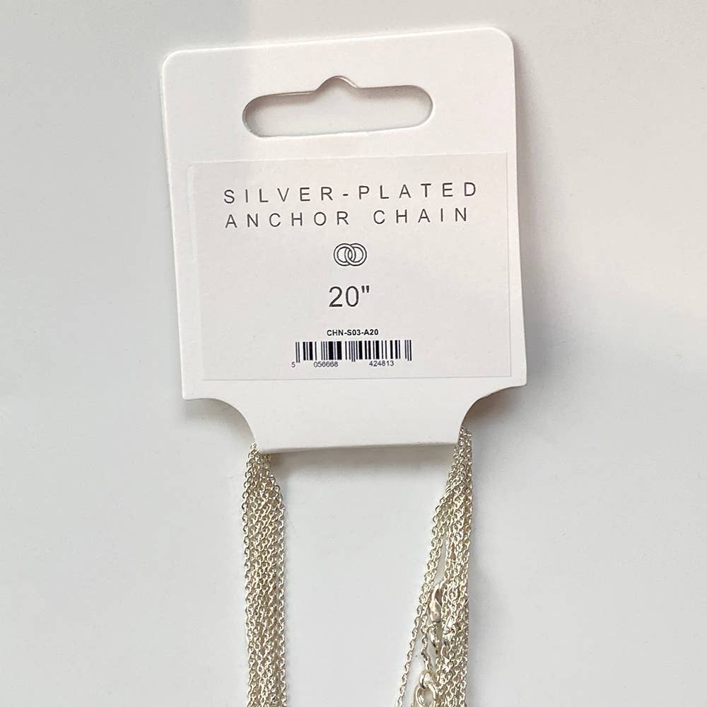 Silver-Plated Chains, Pack of 10: 20" / Box Chain