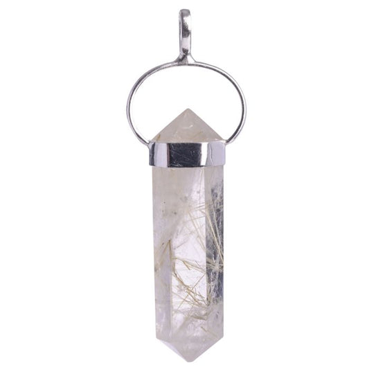 Rutilated Quartz Double Terminated 925 Sterling Silver Pendant, Brazil