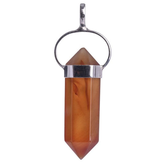 Carnelian Double Terminated 925 Sterling Silver Pendant, Brazil