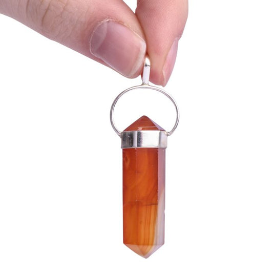 Carnelian Double Terminated 925 Sterling Silver Pendant, Brazil