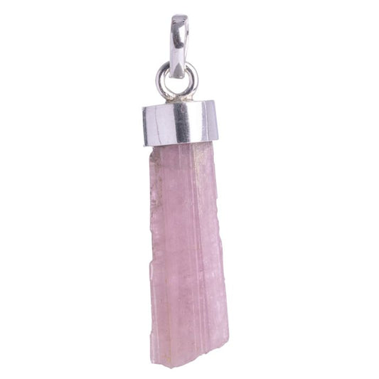 Pink Tourmaline Rough Point 925 Sterling Silver Pendant, Brazil
