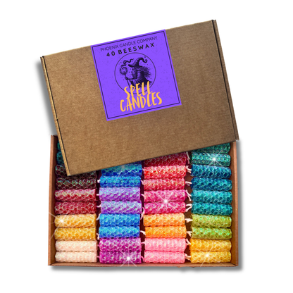40 Mini Glitter Beeswax Spell Candles