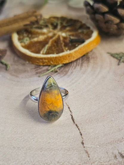 Bumble Bee Jasper Sterling Silver Ring - 4.80g