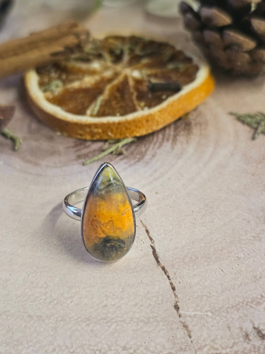 Bumble Bee Jasper Sterling Silver Ring - 4.80g