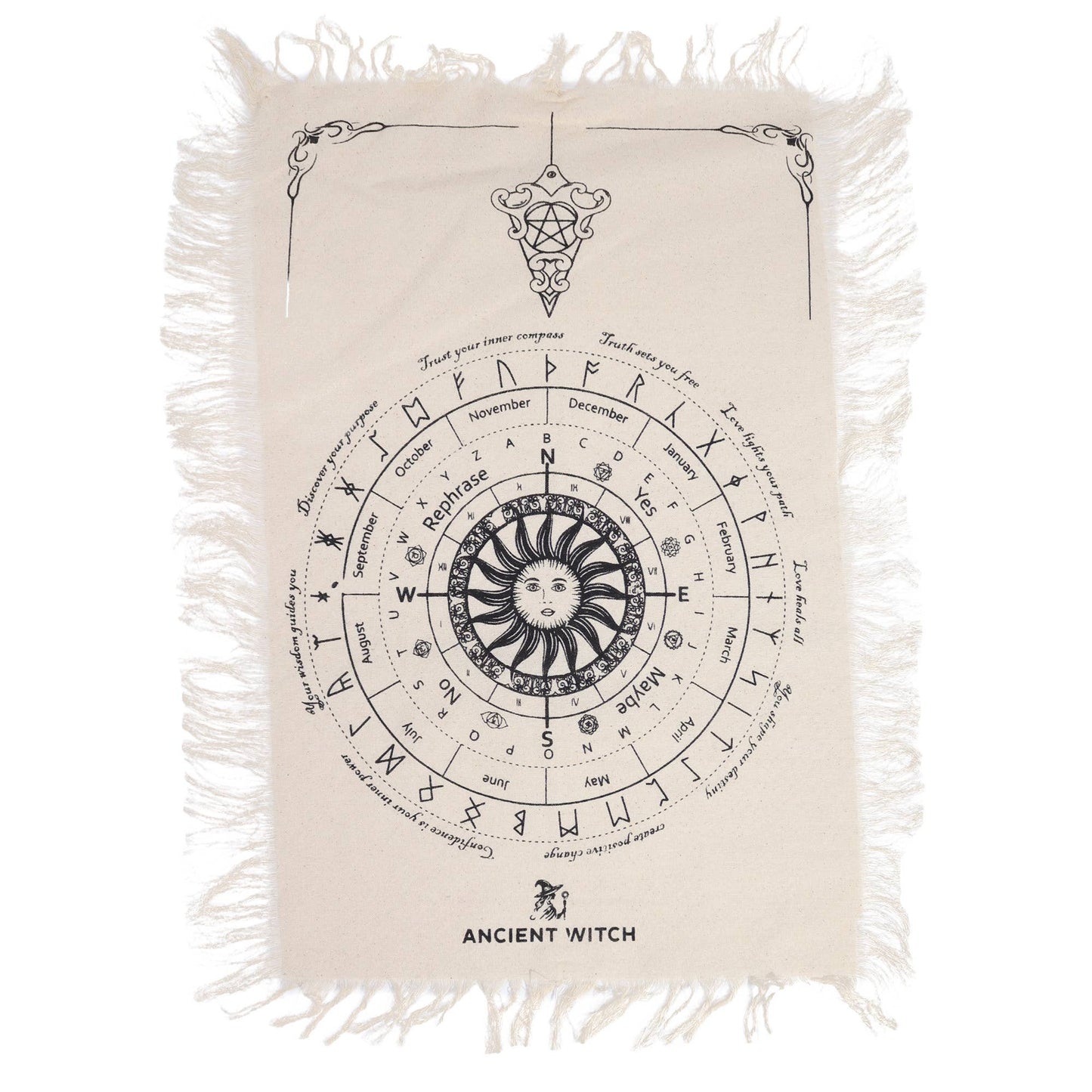 Ancient Witch Pendulum Divination Cloth: All Seeing Eye - Divination Cloth - Natural & Black