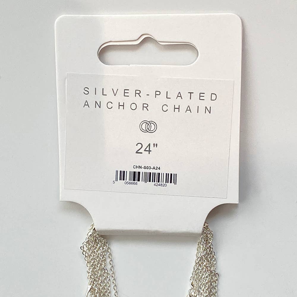 Silver-Plated Chains, Pack of 10: 20" / Box Chain