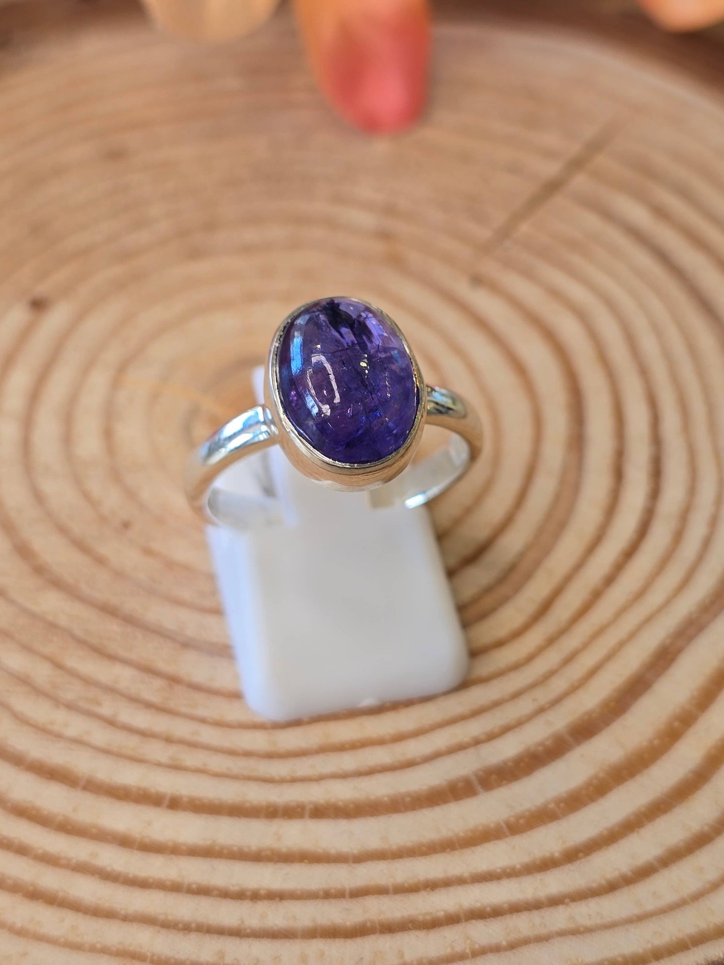 Tanzanite Round Sterling Silver Ring - 4.3g - UK P  US 8