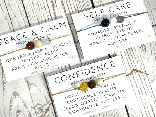 Crystal Support Bracelets: Love and Peace