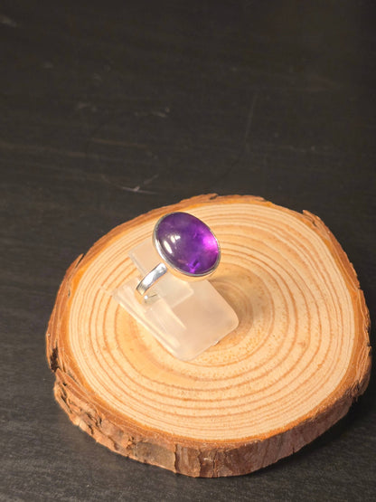 Amethyst Sterling Silver Adjustable Ring -4.8g