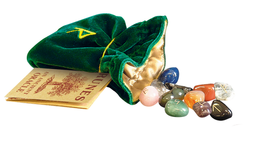 Rune Set Gemstone In Velvet Pouch