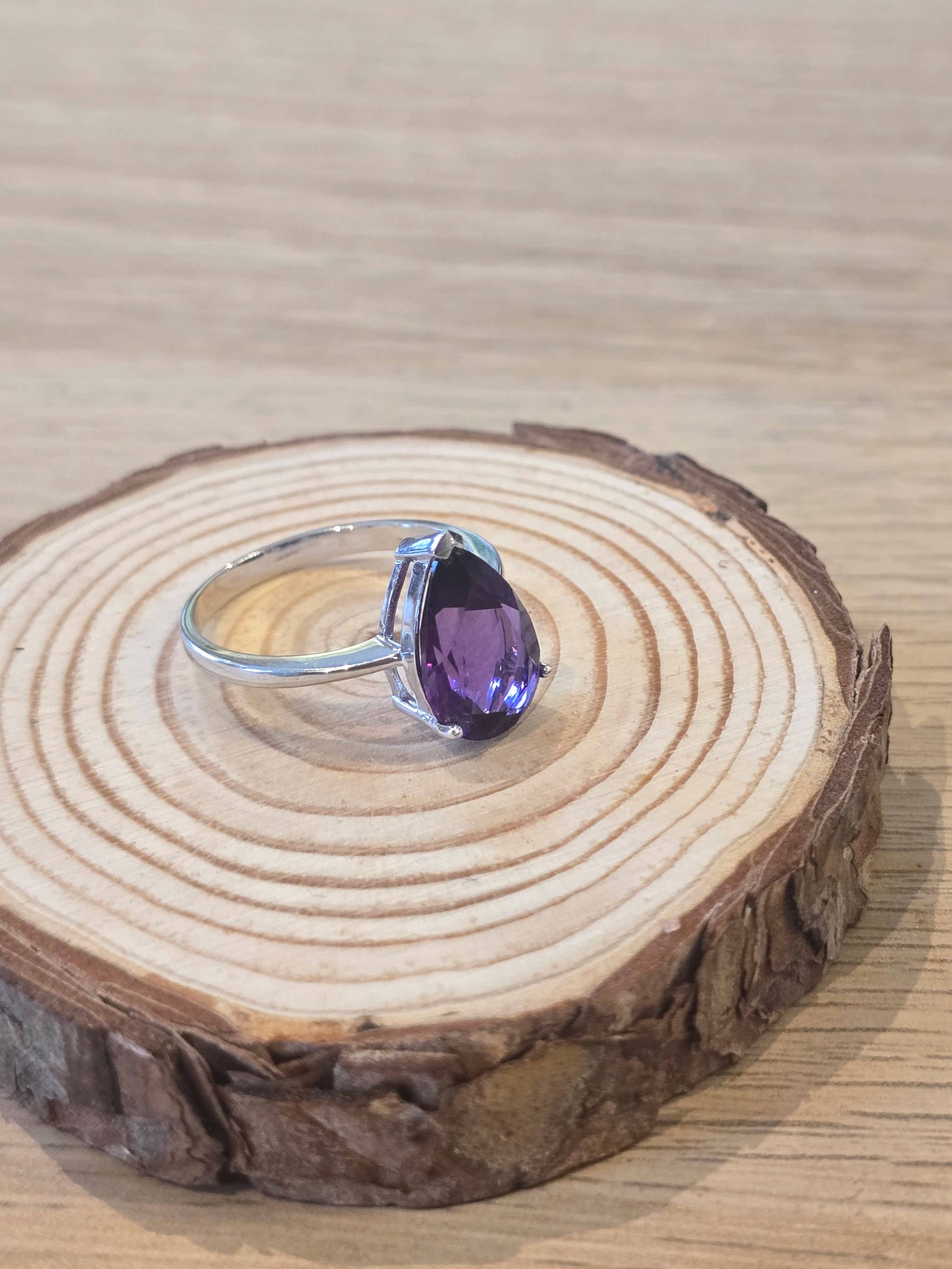 Faceted Amethyst Sterling Silver Ring - 2.7g - Size P