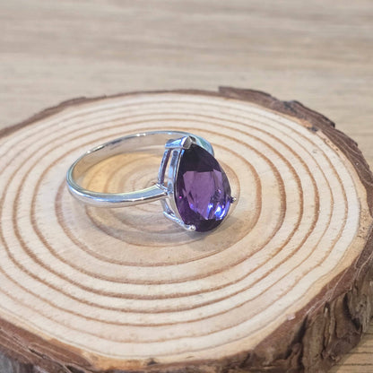 Faceted Amethyst Sterling Silver Ring - 2.7g - Size P