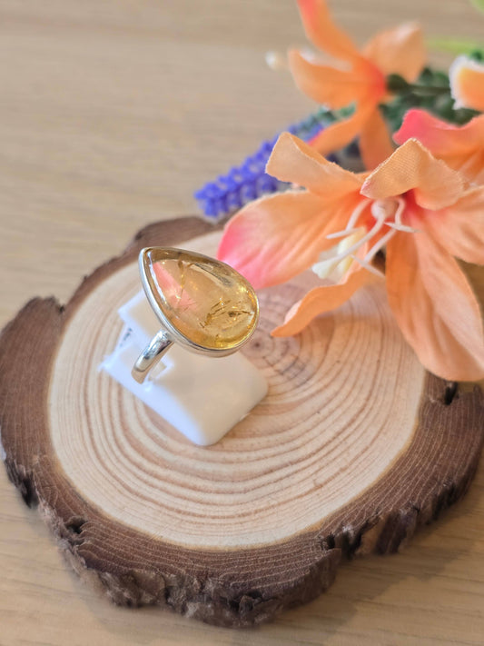 Citrine Sterling Silver Ring - 5.4g - UK P / Q