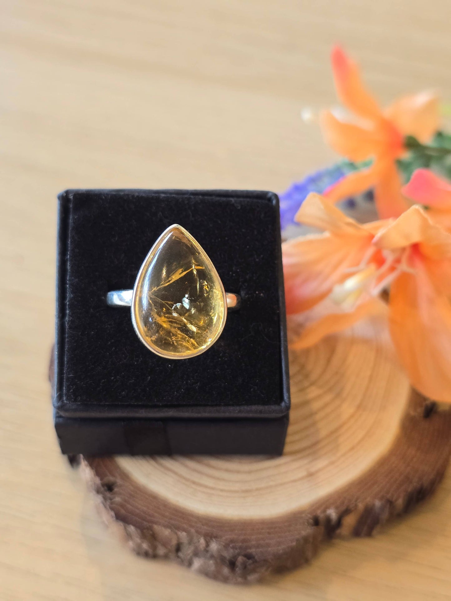 Citrine Sterling Silver Ring - 5.4g - UK P / Q