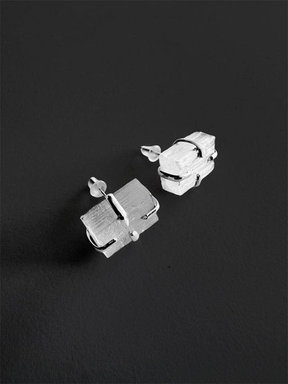 Selenite Crystal Stud Earrings – Silver Plated