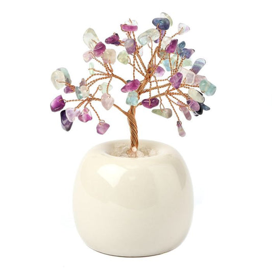 Rainbow Fluorite Gemstone Tree in Flowerpot, 120mm