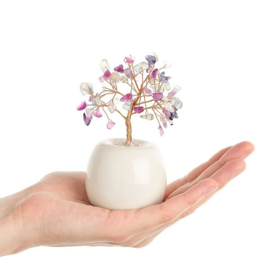 Rainbow Fluorite Gemstone Tree in Flowerpot, 120mm