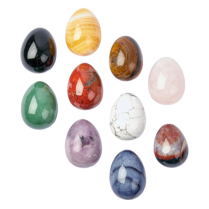 Assorted Gemstone Eggs, 32x40mm