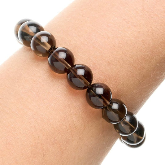 10mm Smokey Quartz Bead Bracelet