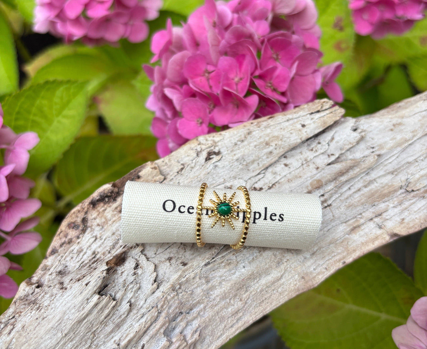 18ct Gold Plated Natural Stone Star Ring: Lapis Lazuli