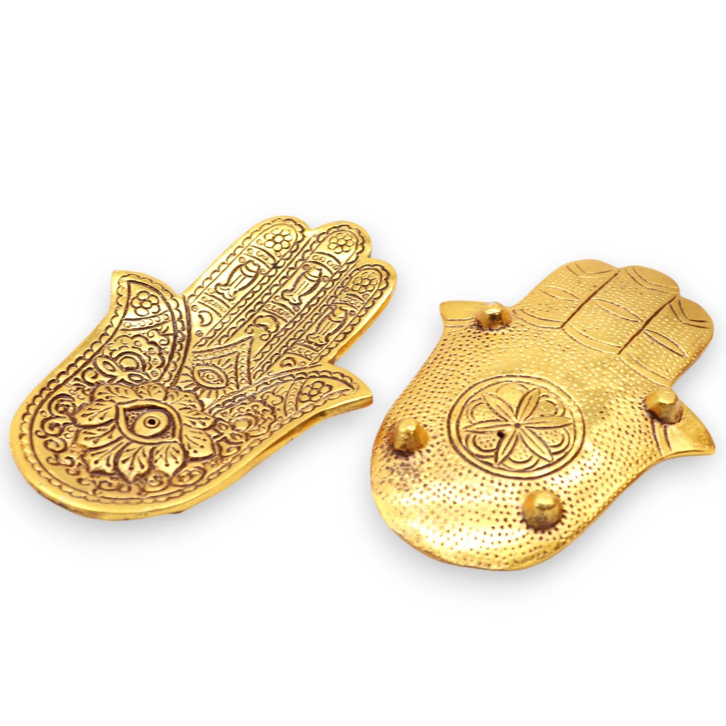 Gold Aluminium Small Hamsa Incense Holder 13x5.5cm