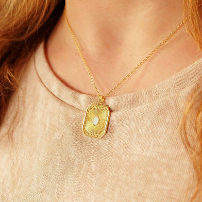 Opal Sunburst Charm Necklace: 16 - 18 inches