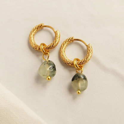 Prehnite Gemstone Hoop Earrings
