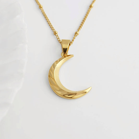 Gold Crescent Moon Necklace: 16 - 18 inches