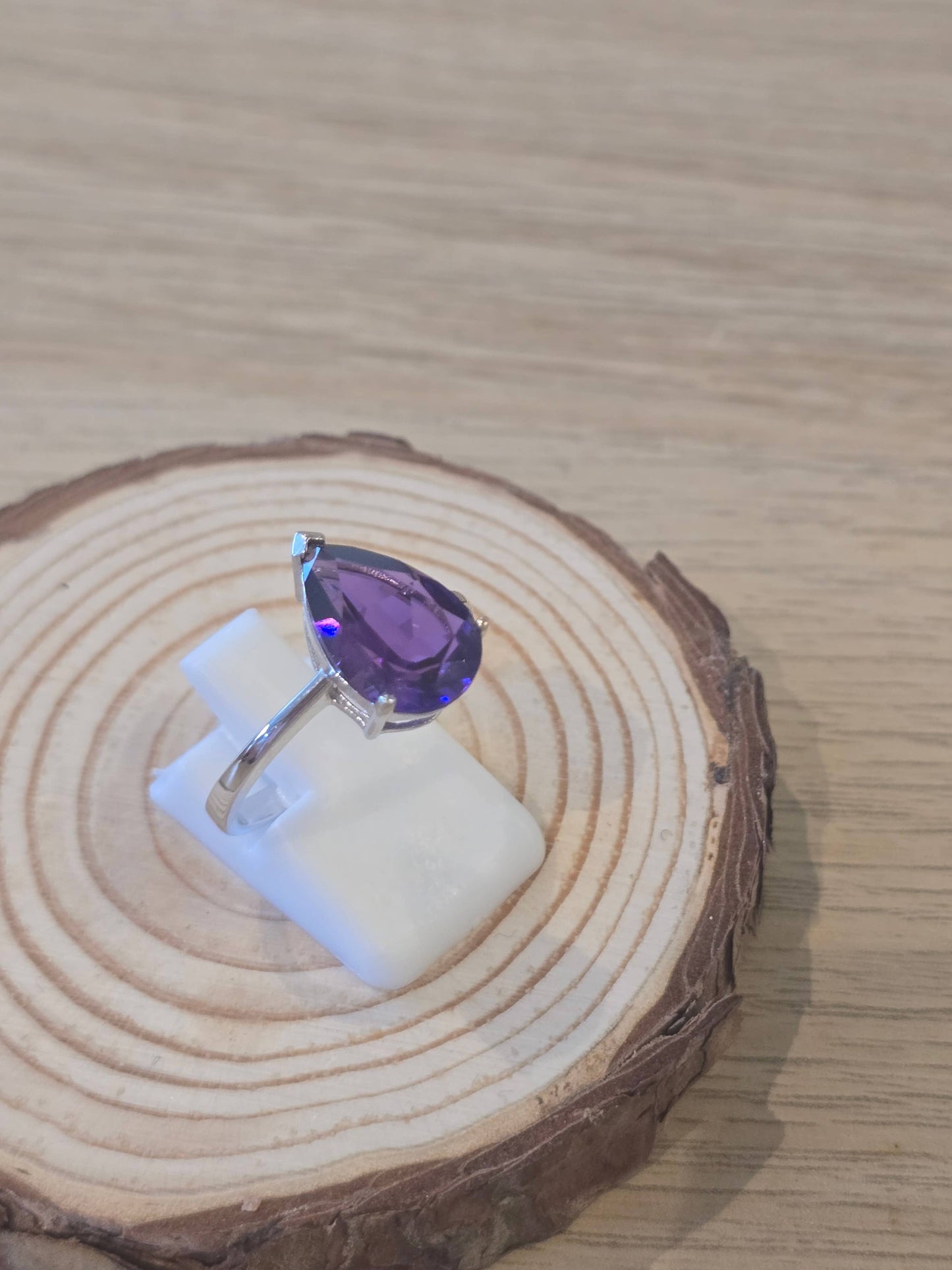 Faceted Amethyst Sterling Silver Ring - 2.7g - Size P