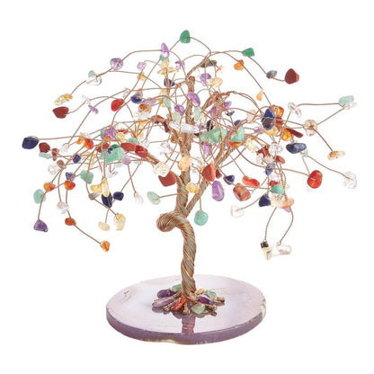Chakra Willow Gem Tree with Agate Slice Base