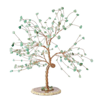 Green Aventurine Willow Tree with Agate Slice Base