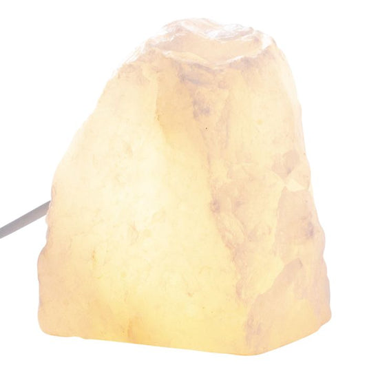 Mini Rose Quartz Rough Lamp with disk LED USB fitting