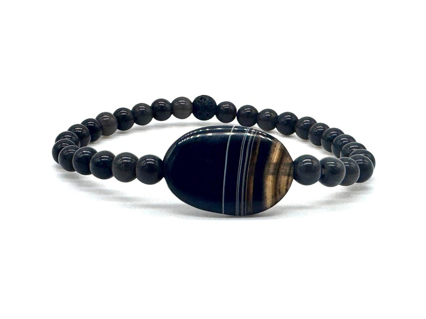 Noir Agate Gemstone Bracelet: 6 Inch Small
