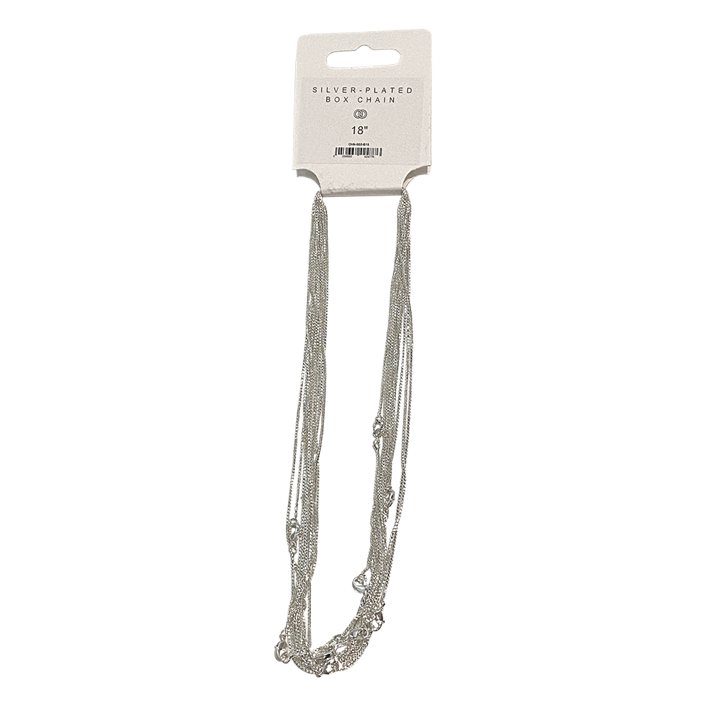 Silver-Plated Chains, Pack of 10: 20" / Box Chain