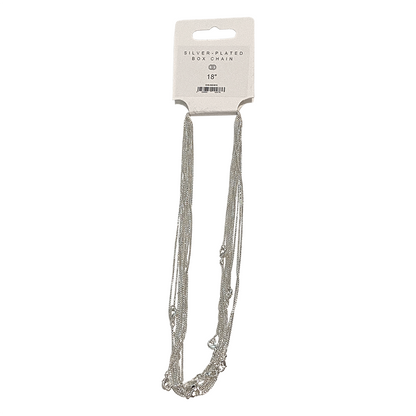 Silver-Plated Chains, Pack of 10: 20" / Box Chain