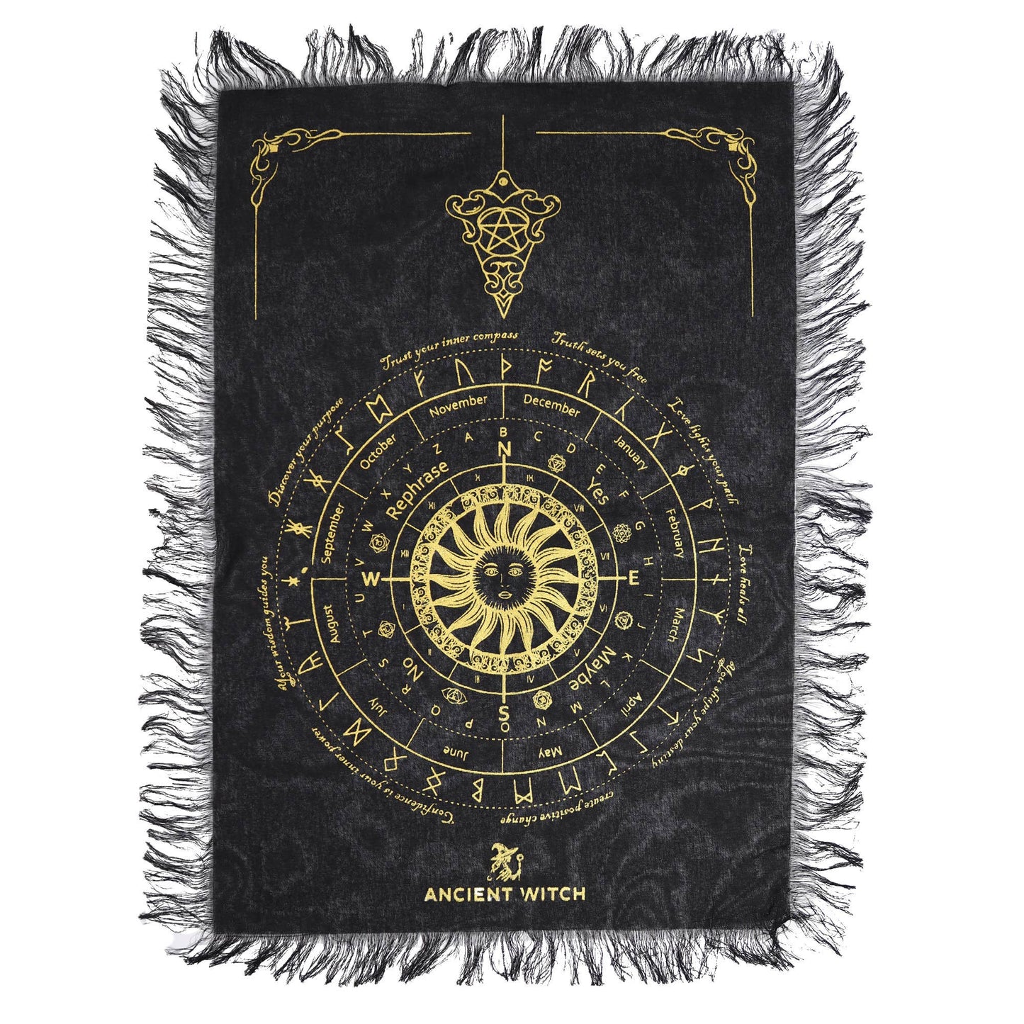 Ancient Witch Pendulum Divination Cloth: All Seeing Eye - Divination Cloth - Natural & Black