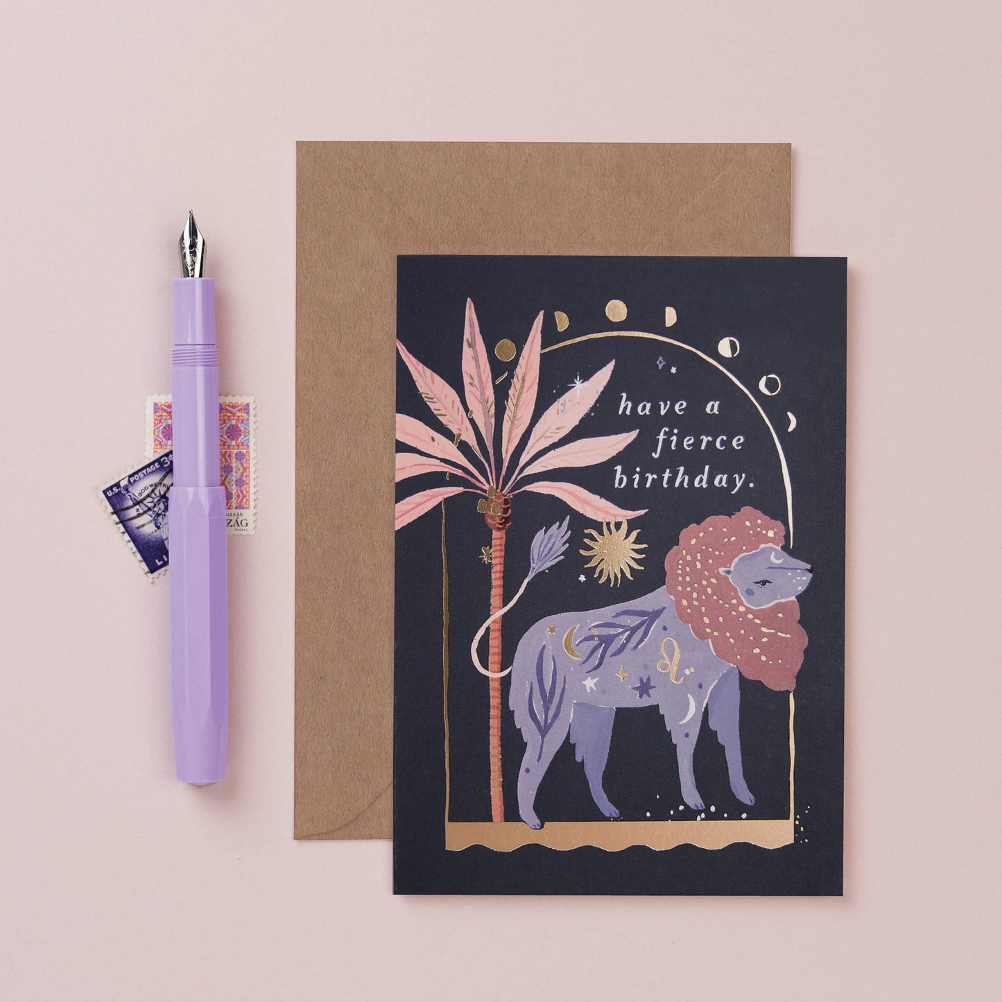 Lion Zodiac Birthday Card | Leo Star Sign | Astrology Cards
