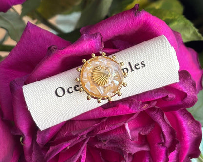 18ct Gold Plated Mother of Pearl Shell Ring  