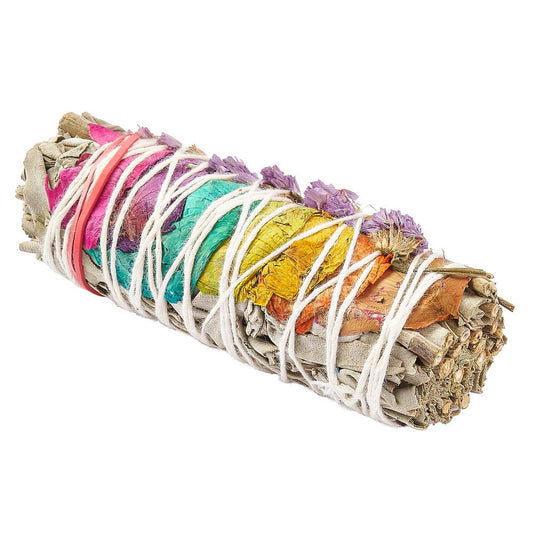 White Sage w/Rose Petals Smudge Stick 4"