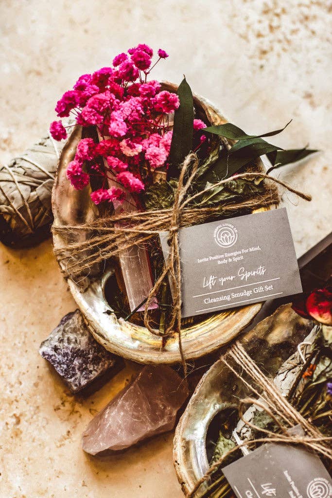 Abalone, Sage, Palo Santo, Selenite & Feather Gift Set