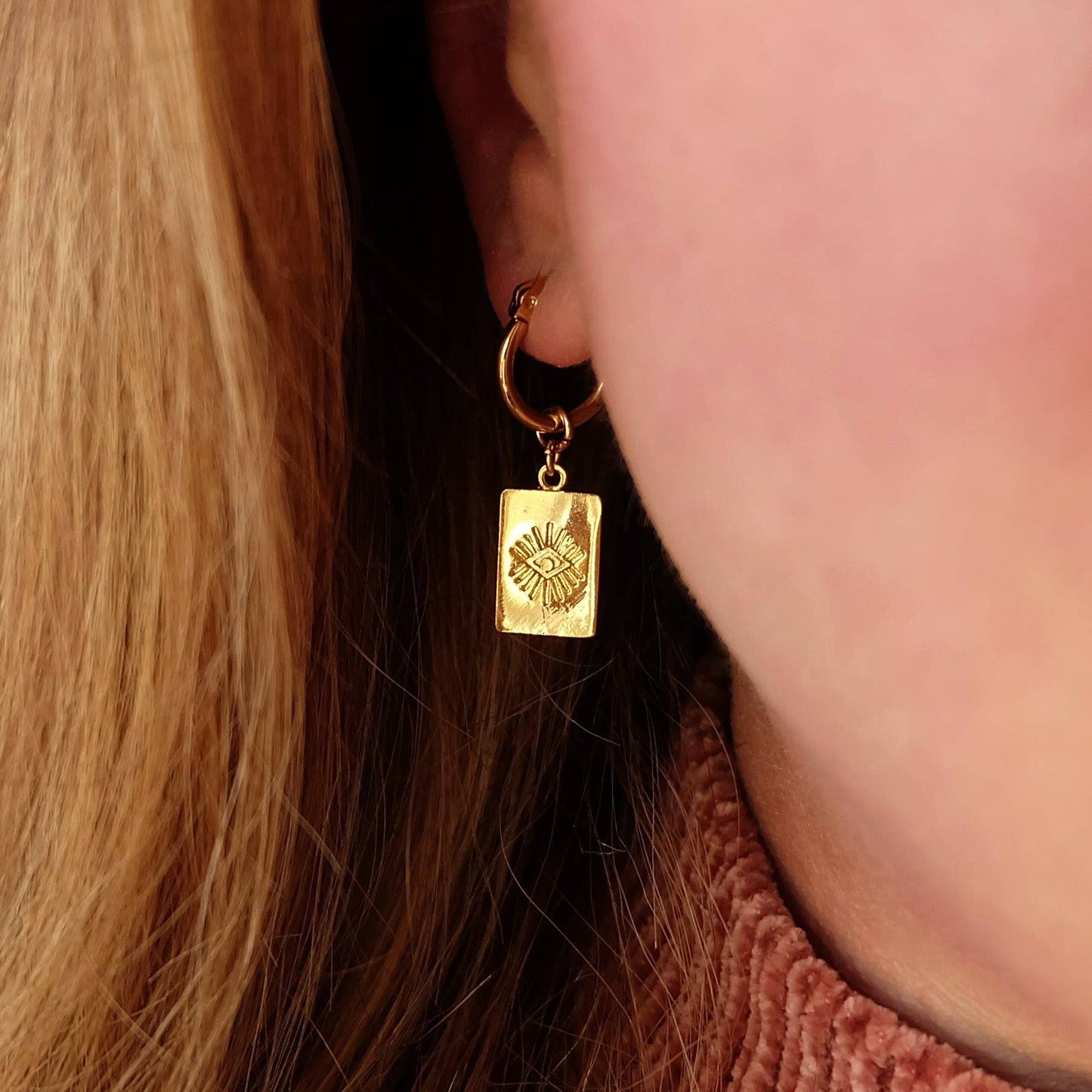 Third Eye Charm Hoop Earrings