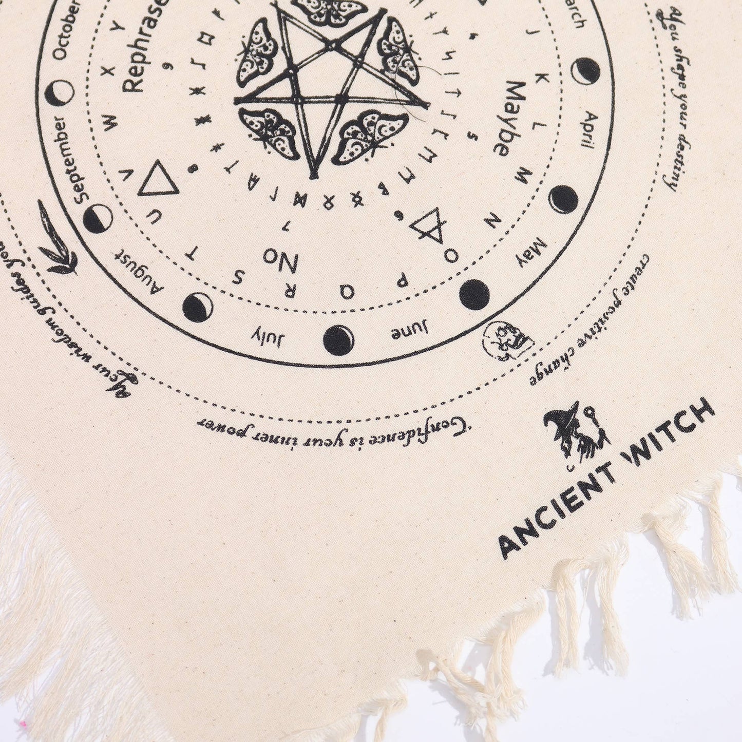 Ancient Witch Pendulum Divination Cloth: All Seeing Eye - Divination Cloth - Natural & Black