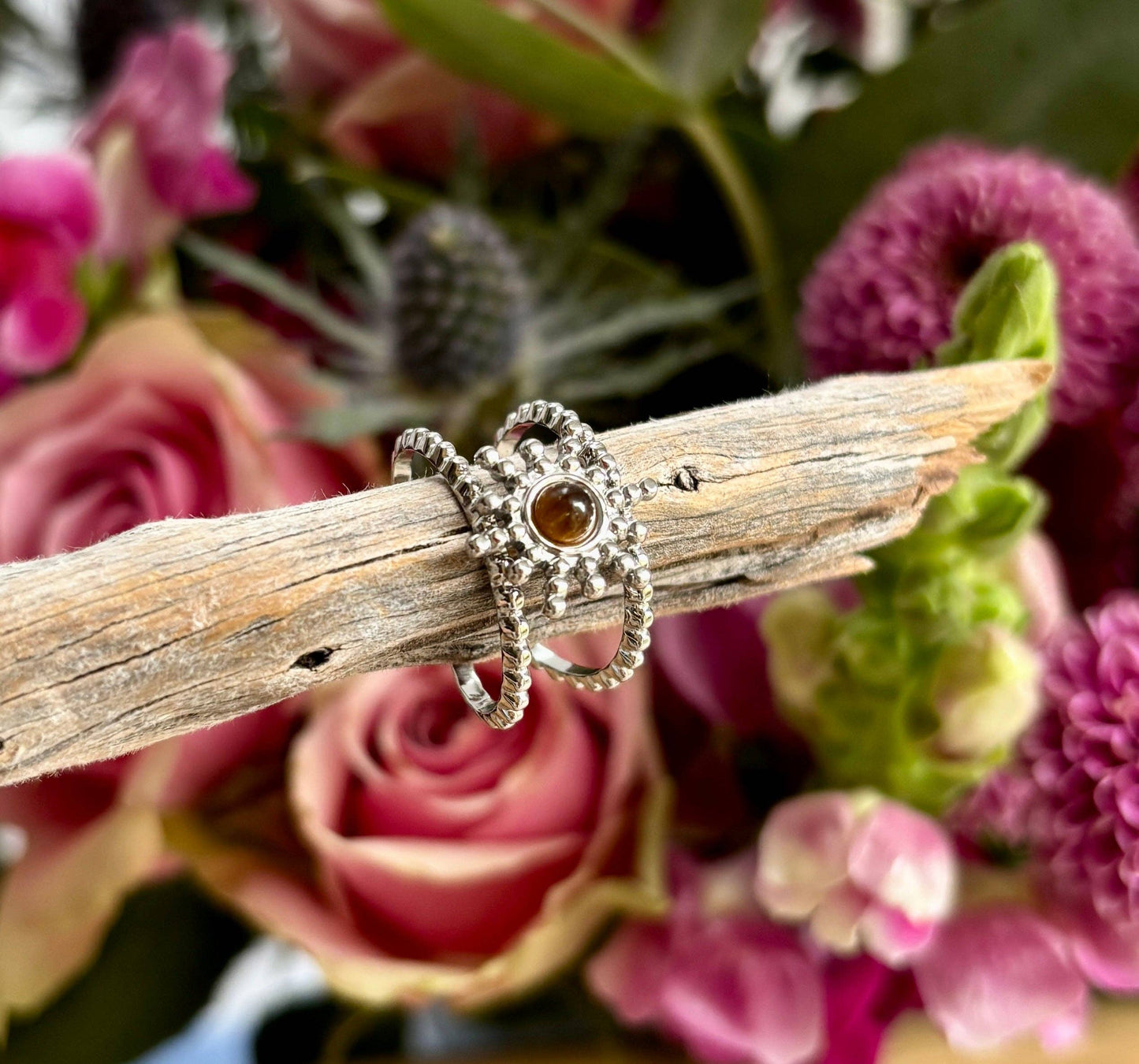 Silver Tiger's Eye Star Ring