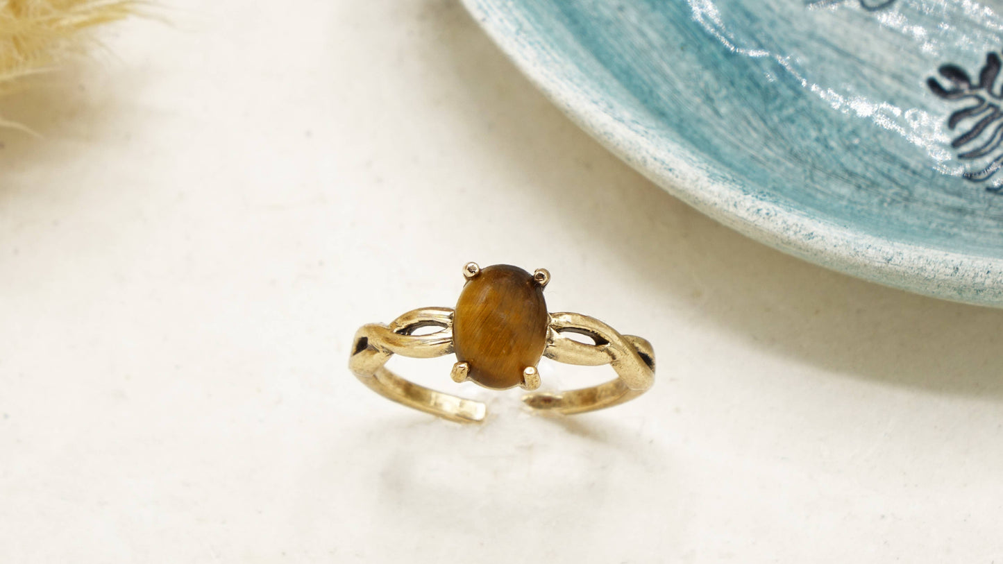 Tiger's Eye Crystal Stone Ring
