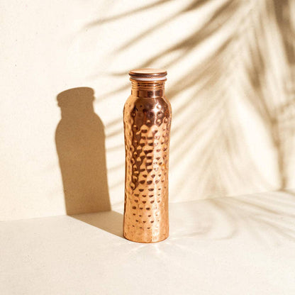 Copper water bottle, hammered, 900ml