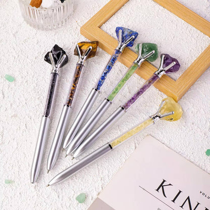 Raw Stone Cylindrical Crystal Pen: Citrine