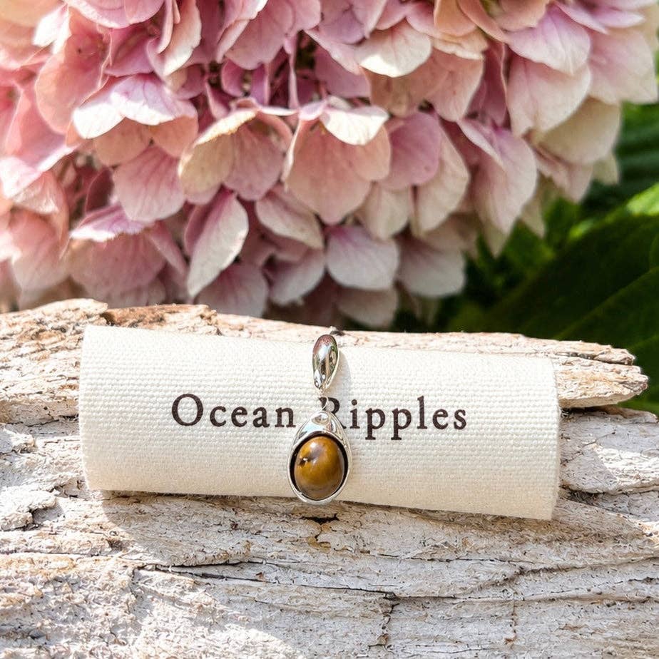 Platinum Plated Tiger's Eye Open Top Ring
