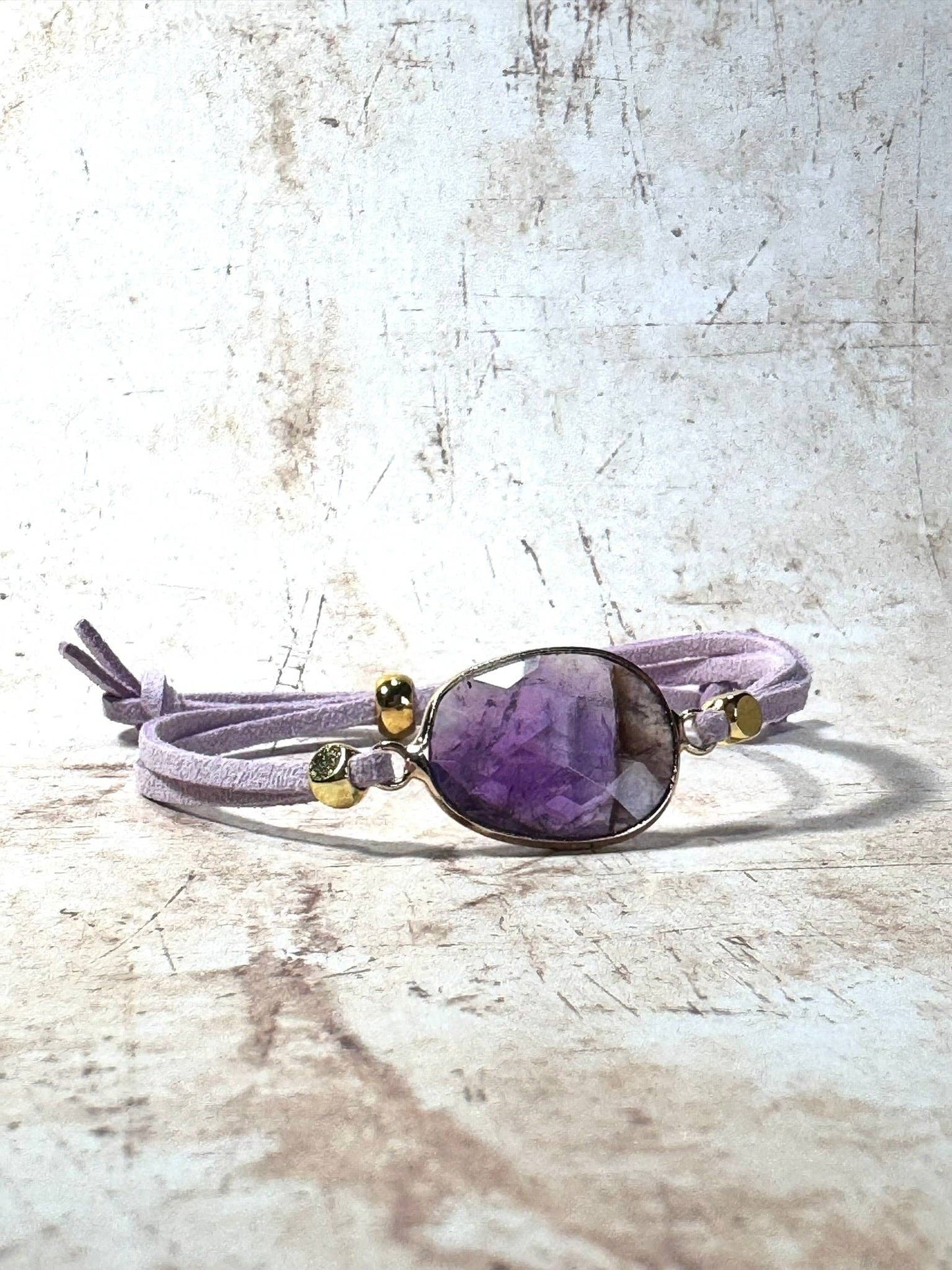 Amethyst Bracelet with Lilac Suede